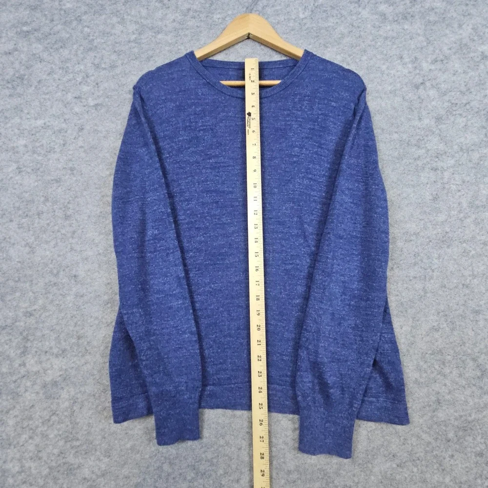 J Crew Men's Heathered Blue Crewneck Sweater Size S Lightweight 100% Cotton Soft
